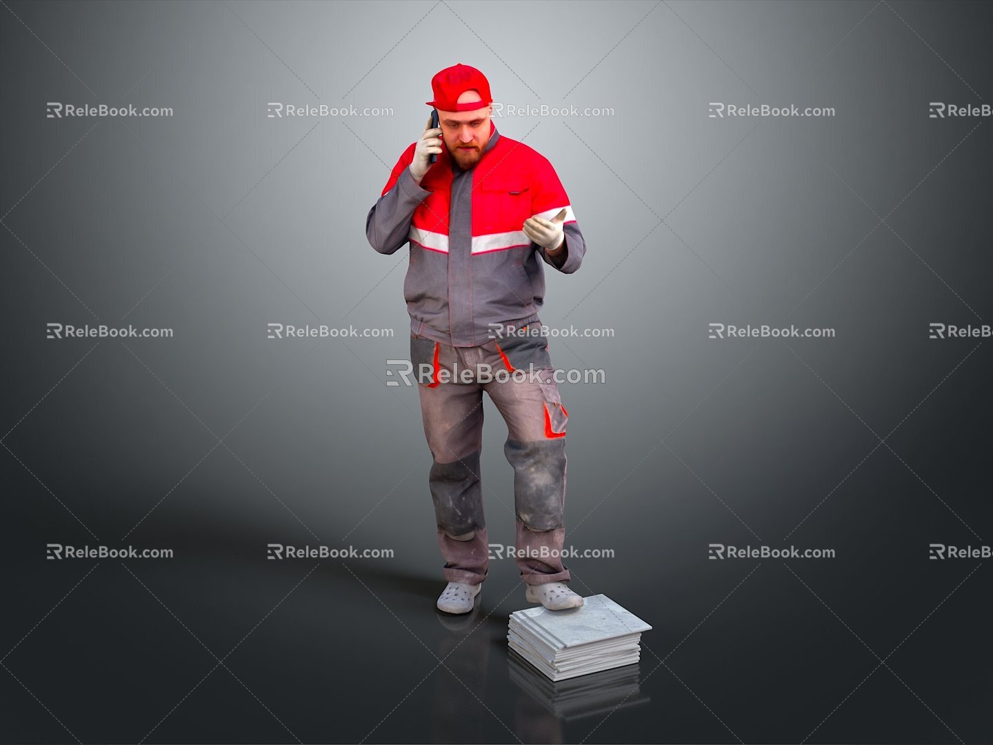 Worker European worker mechanic builder repairman miner digger figure model