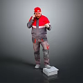 Worker European worker mechanic builder repairman miner digger figure 3d model