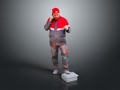 Worker European worker mechanic builder repairman miner digger figure 3d model