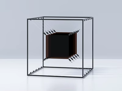 Modern Geometric Decorative Ornament Set With Metal Cube Frame And Glass Accents 3d model