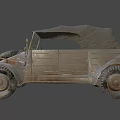 Vintage Convertible Car With Old Style Body And Spare Tire On Front