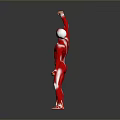 Human Organ Muscle Structure Anatomical Model With Red Muscles White Bones And Raised Arm Pose
