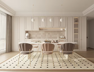Restaurant Cream Style Restaurant Light Luxury Restaurant Dining Table and Chair 3d model