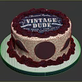 Premium Quality Vintage Dude Cake With Cream Decoration Blue Patterns And The Man The Myth