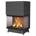 Modern ASTOV Fireplace With Glass Door And Burning Flames Black Steel Design For Home Interior
