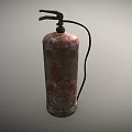 Old Rusted Red Fire Extinguisher With Nozzle And Pressure Gauge