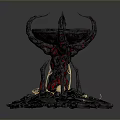 Volcanic Themed Decorative Structure With Horned Top Rocky Base And Flowing Glowing Lava