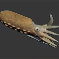 Aquatic Animal 3D Model With Orange Red Spotted Body And Long Tentacles