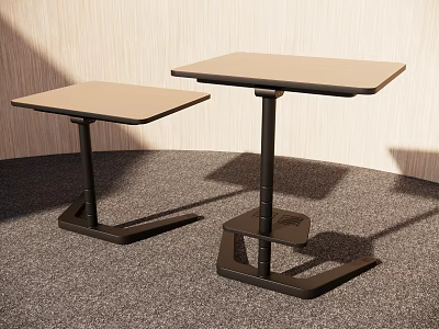Two Modern Minimalist Desks With Adjustable Height And Black Base Design 3d model
