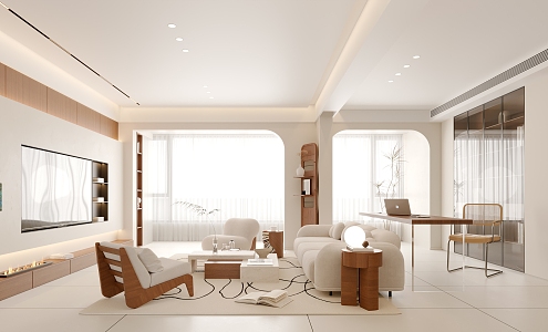 Cream wind living room 3d model