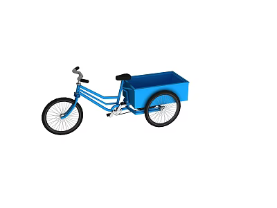 Blue Utility Tricycle With Cargo Box For Daily Transport Use 3d model