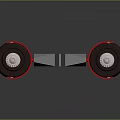 Mechanical Equipment With Dual Circular Discs Red Accent Bands And Central Metal Connector