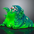 Green Slimy Monster Game Movie Character with Multiple Eyes Squishy Texture and Tentacles