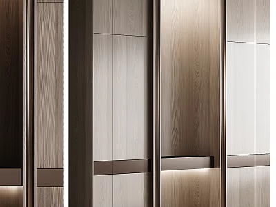 Modern Entryway Hallway Interior Design With Wooden Panels And Recessed Lighting 3d model