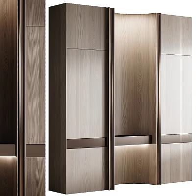 Modern Entryway Hallway Interior Design With Wooden Panels And Recessed Lighting 3d model