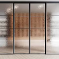 Modern Frosted Glass Doors With Black Frame In Interior Design