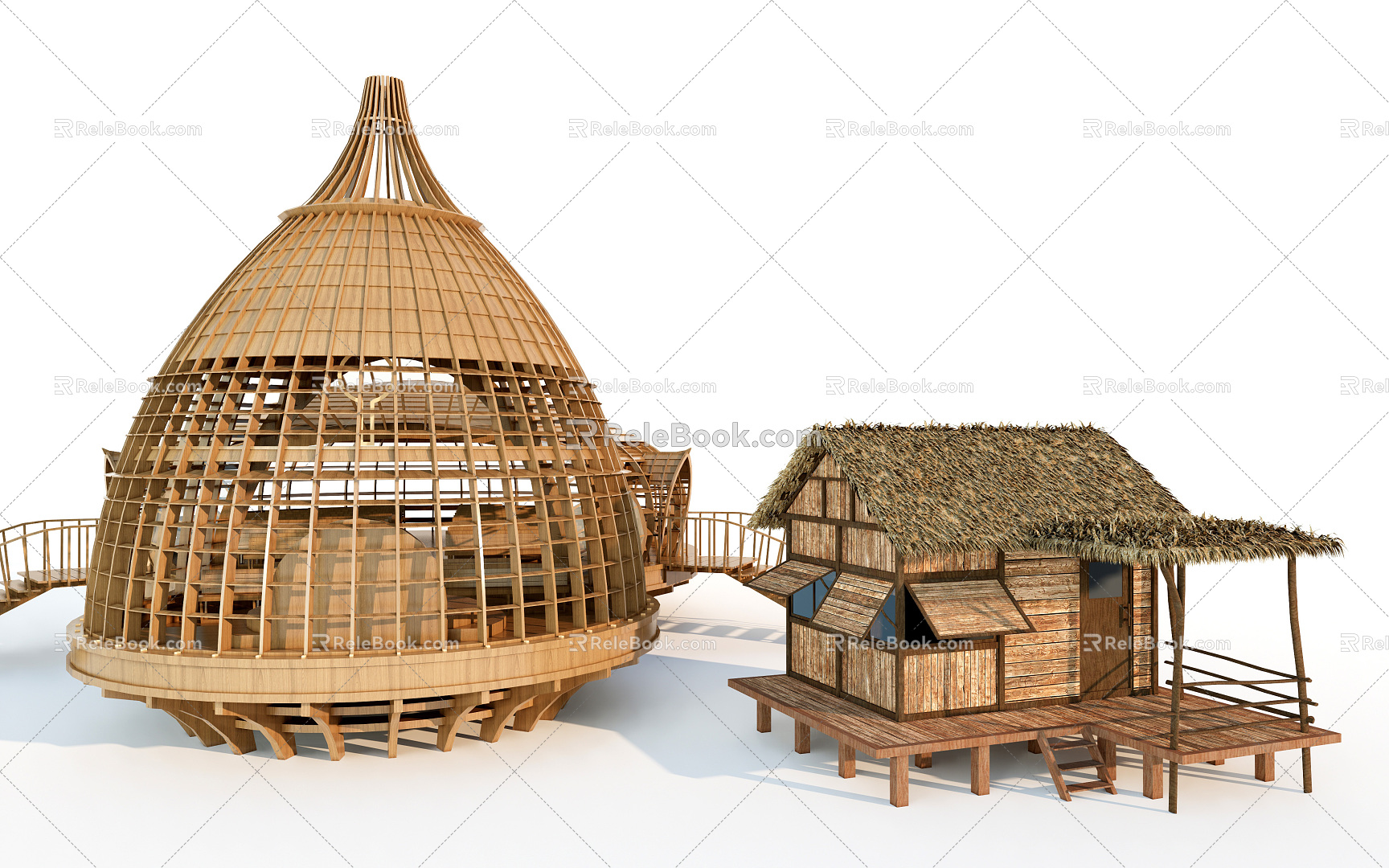 Modern Thatched House 3d model