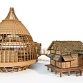 Traditional Bamboo Dome Shaped Structure And Thatched Roof Small Cottage Design