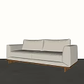Minimalist Design Two Seater Sofa with Wooden Legs and Beige Upholstered Fabric