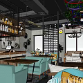 Modern Bar Interior With Wine Rack Green Plants Bar Counter And Cozy Seating
