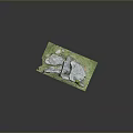 Realistic 3D Model Of Gray Rocks With Green Moss On Green Grass