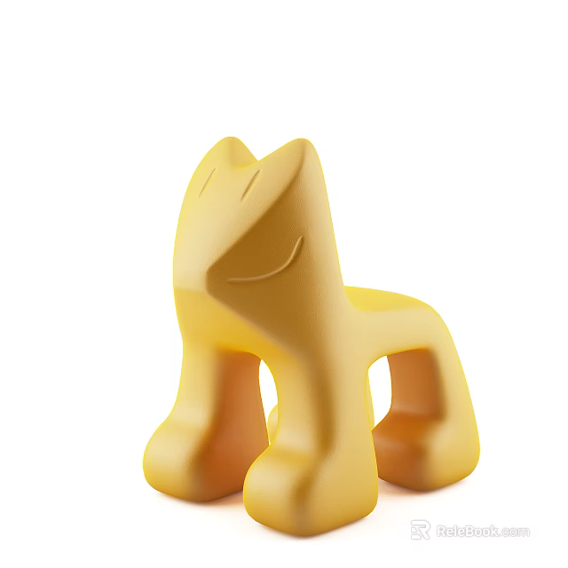 Cute Yellow Animal Shaped Kids Stool With Smiley Face And Soft Design 3d model 