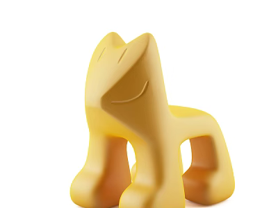 Cute Yellow Animal Shaped Kids Stool With Smiley Face And Soft Design 3d model