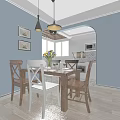 Modern Living and Dining Room Interior with Sofa TV Decorative Paintings and Area Rug