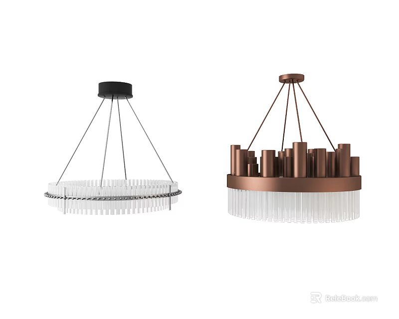 Modern Chandeliers With Black And Copper Bases Transparent Tube Design For Interior 3d model 