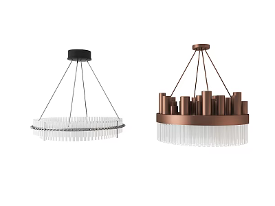 Modern Chandeliers With Black And Copper Bases Transparent Tube Design For Interior 3d model