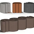 Modern Upholstered Sofa Stools In Gray Brown Beige With Cylindrical Design 3d model