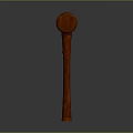 Wooden Gavel With Red Head Handle And Gold Decorative Band On Gray Background