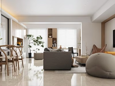 Modern Living Room Interior With Gray Sofa Coffee Table And Green Plants 3d model