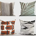 Multicolor Decorative Throw Pillows With Striped Leaf Geometric Ink Wash Patterns 3d model