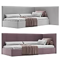 Modern Kids Bed With Upholstered Headboard Soft Pillows And Cozy Blanket