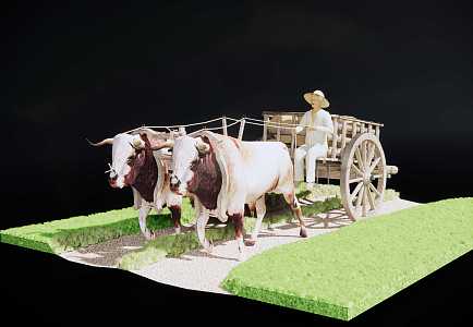 modern oxcart 3d model