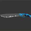 Modern Weapon Knife With Blue Handle And Cracked Glossy Blade Design