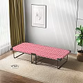 Red Checkered Foldable Bed With Black Metal Frame In Modern Room Setting 3d model