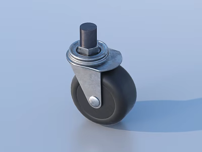 Heavy Duty Metal Furniture Caster Wheel With Black Rubber Tire And Bolted Design 3d model