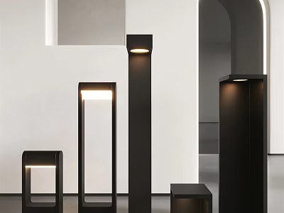 Modern Black Floor Lamps With Sleek Minimalist Design For Contemporary Interior Spaces 3d model