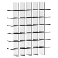 Multi Tier Vertical Display Shelf With Transparent Shelves And Metal Frame For Product