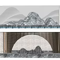 Modern Feature Wall Design With Mountain Landscape And Natural Stone Texture 3d model