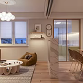 Modern Cozy Open Plan Living And Dining Room With Comfortable Furnishings And Natural Wooden Flooring