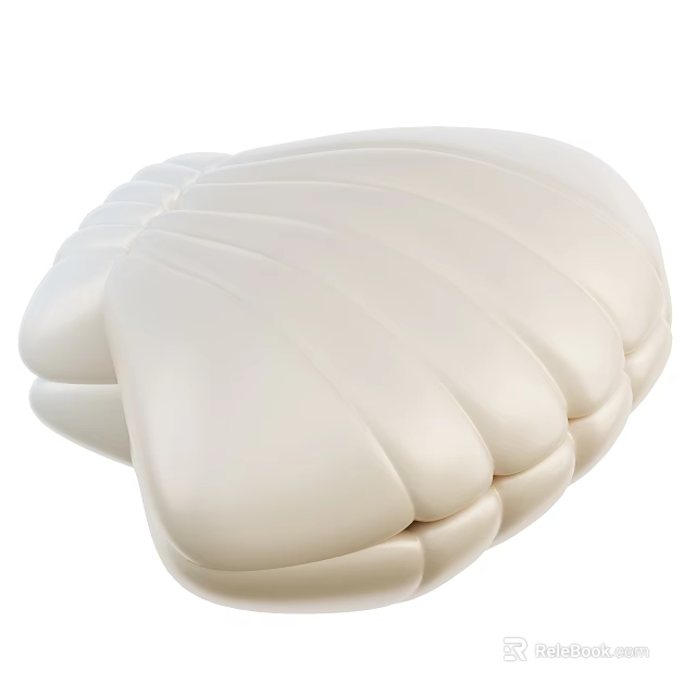 White Aquatic Scallop Shell With Smooth Curved Edges And Textured Surface 3d model