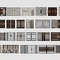 Various Modern Entry Doors With Different Grilles Slats And Panel Designs 3d model
