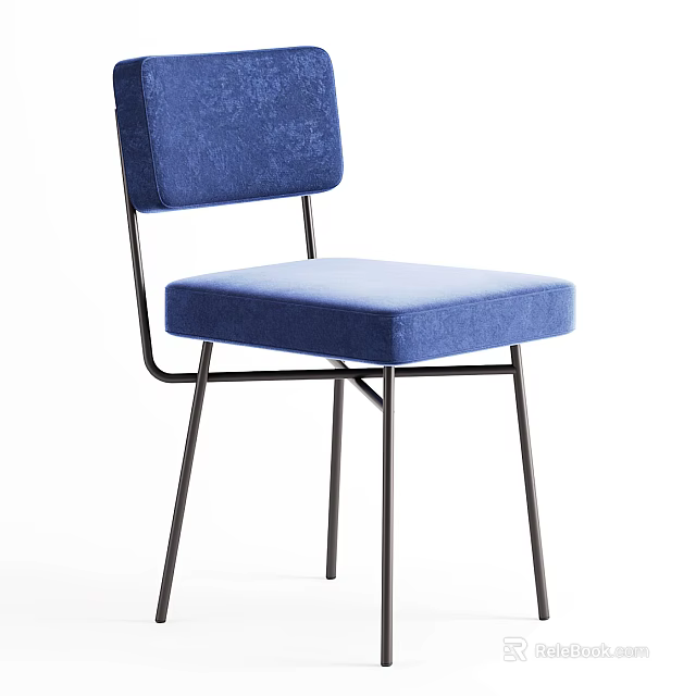 Modern Blue Upholstered Accent Chair With Comfortable Seat And Metal Legs 3d model 