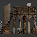 Classical European Architecture Model With Intricate Carvings Ornate Columns And Statues