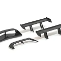 Black Car Spoiler Wing Components Set With Four Different Shapes 3d model