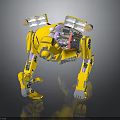 Yellow Four Legged Robot Biomorphic Design With Mechanical Structure And Sensors Lights