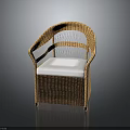 Stylish Wicker Chair With Soft White Cushion For Home Decor And Comfort